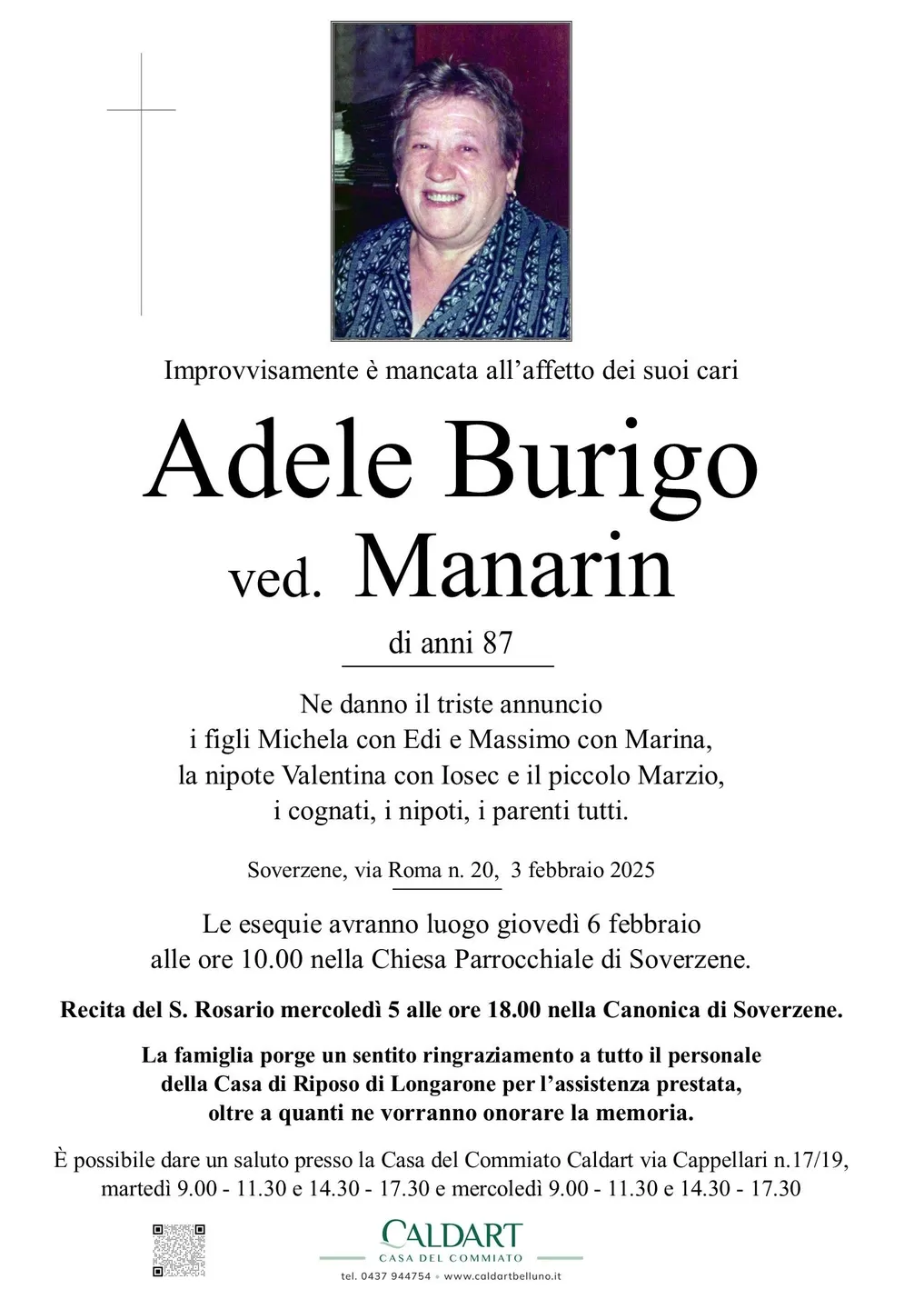Epigrafe di Adele Burigo Manarin