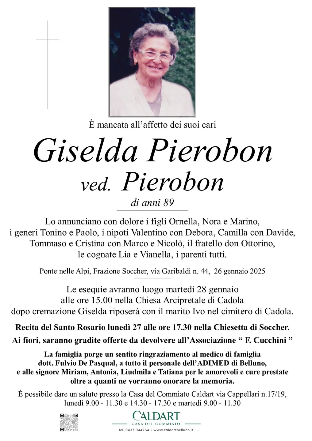 Epigrafe di Gisella Pierobon Ved. Pierobon