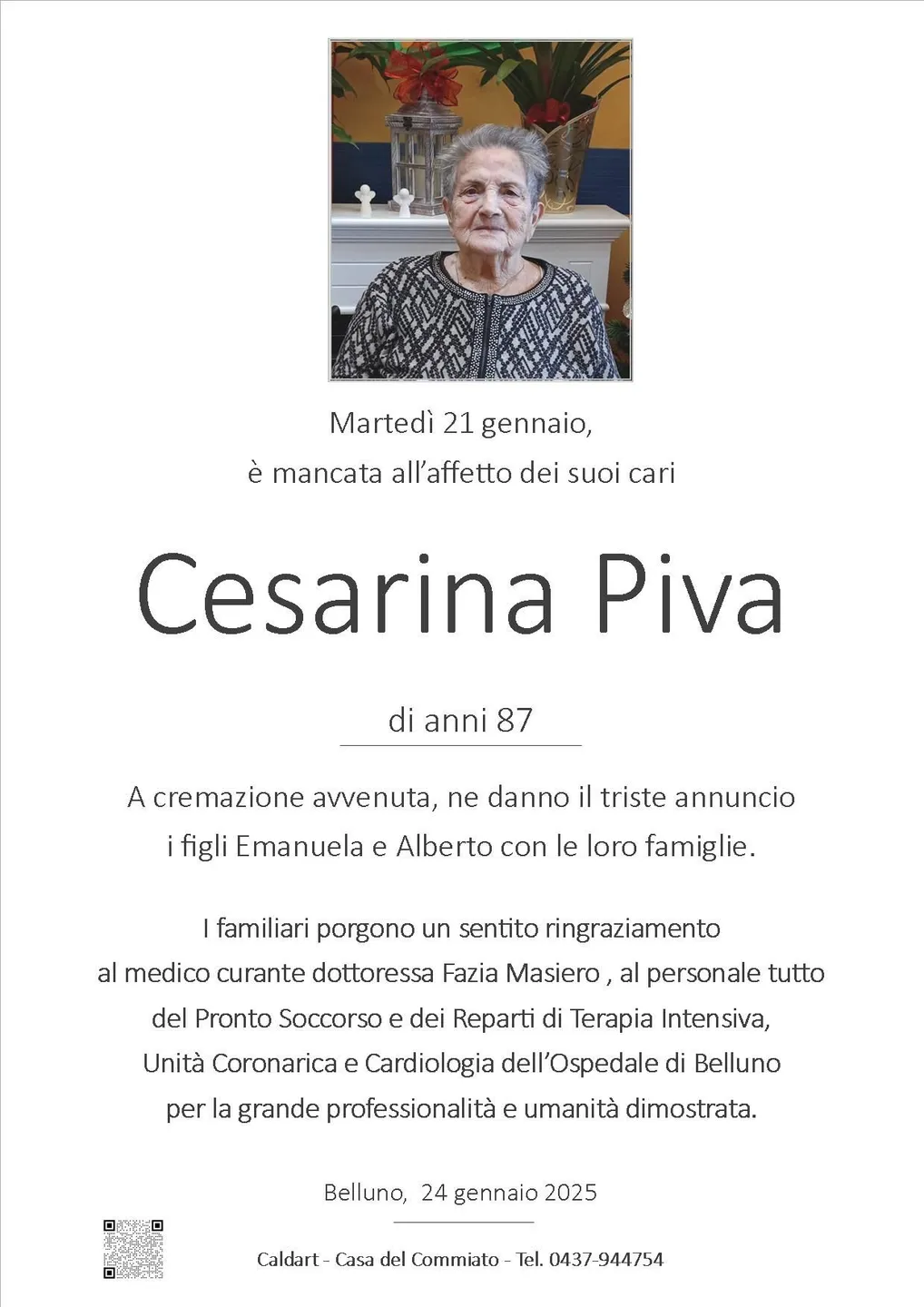 Epigrafe di Cesarina Piva