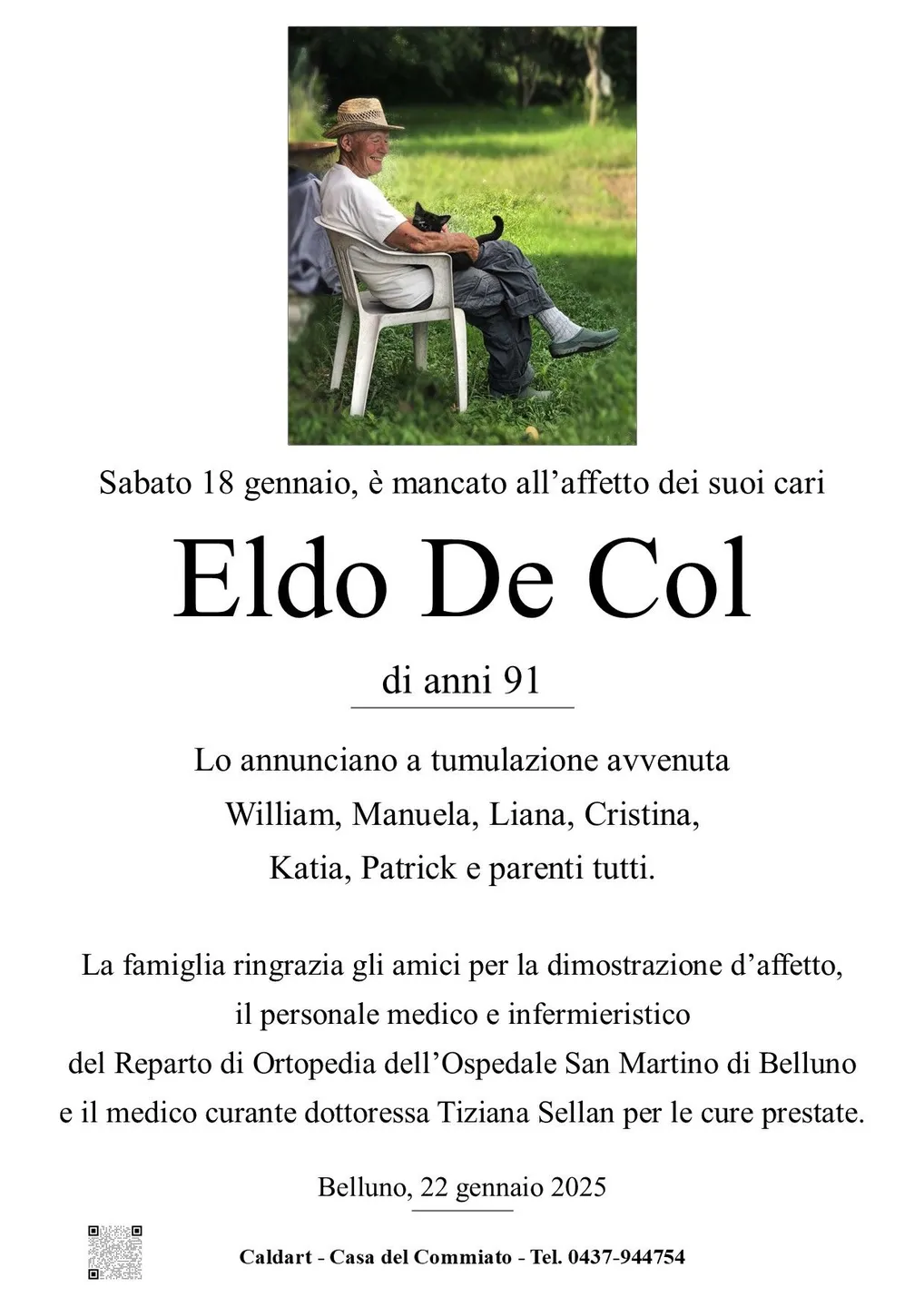 Epigrafe di Eldo De Col