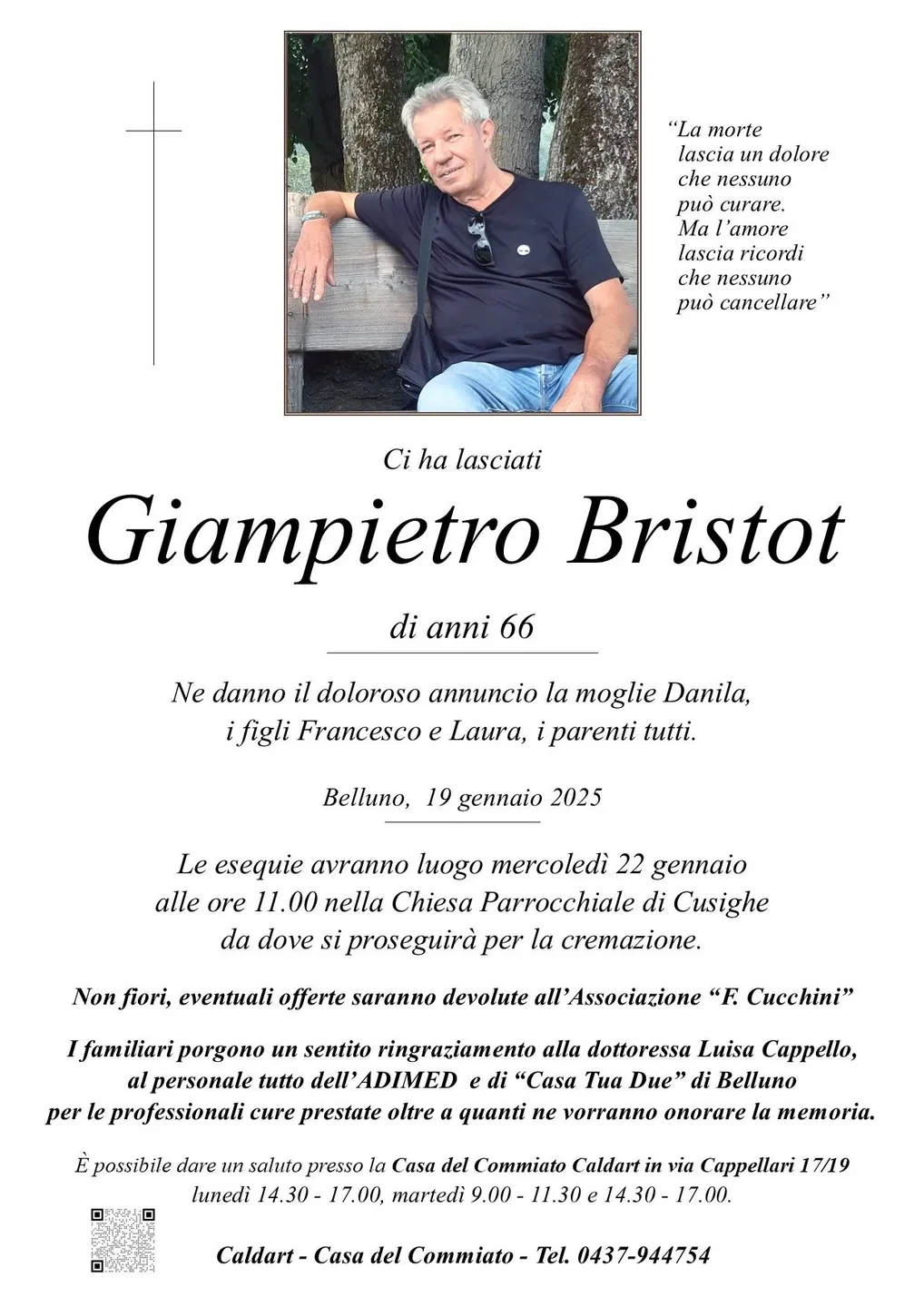 Epigrafe di Giampietro Bristot