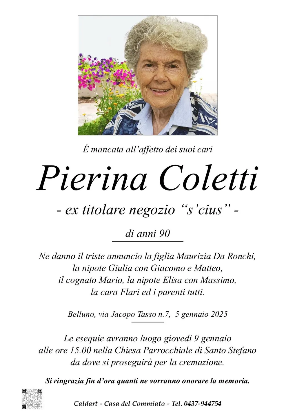 Epigrafe di Pierina Coletti