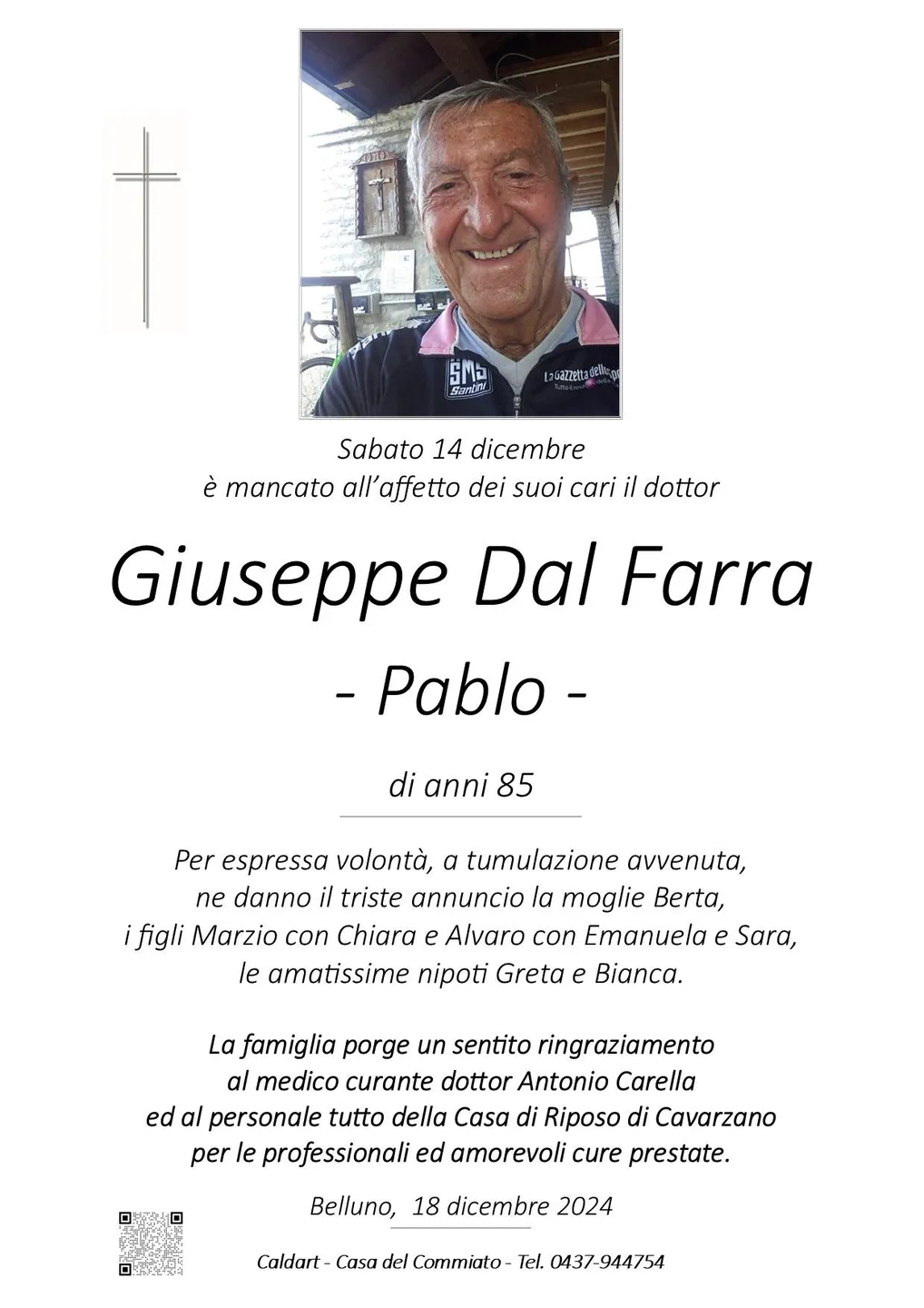 Epigrafe di Giuseppe Dal Farra