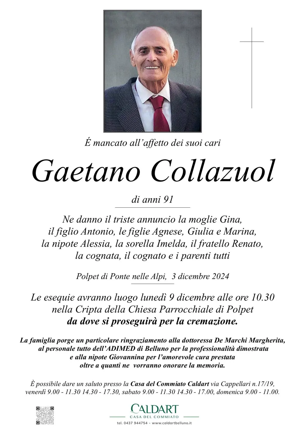 Epigrafe di Gaetano Collazuol