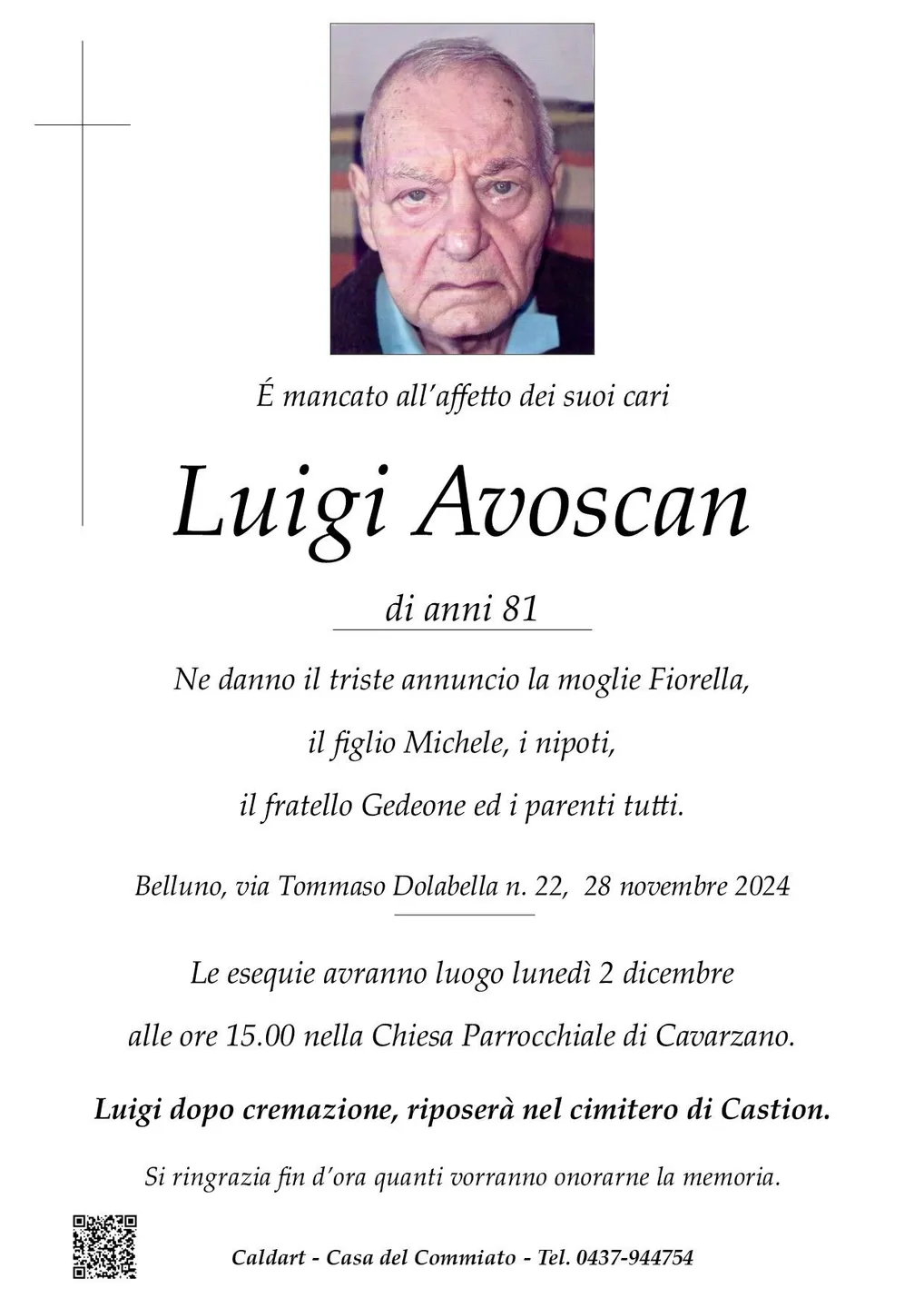 Epigrafe di Luigi Avoscan