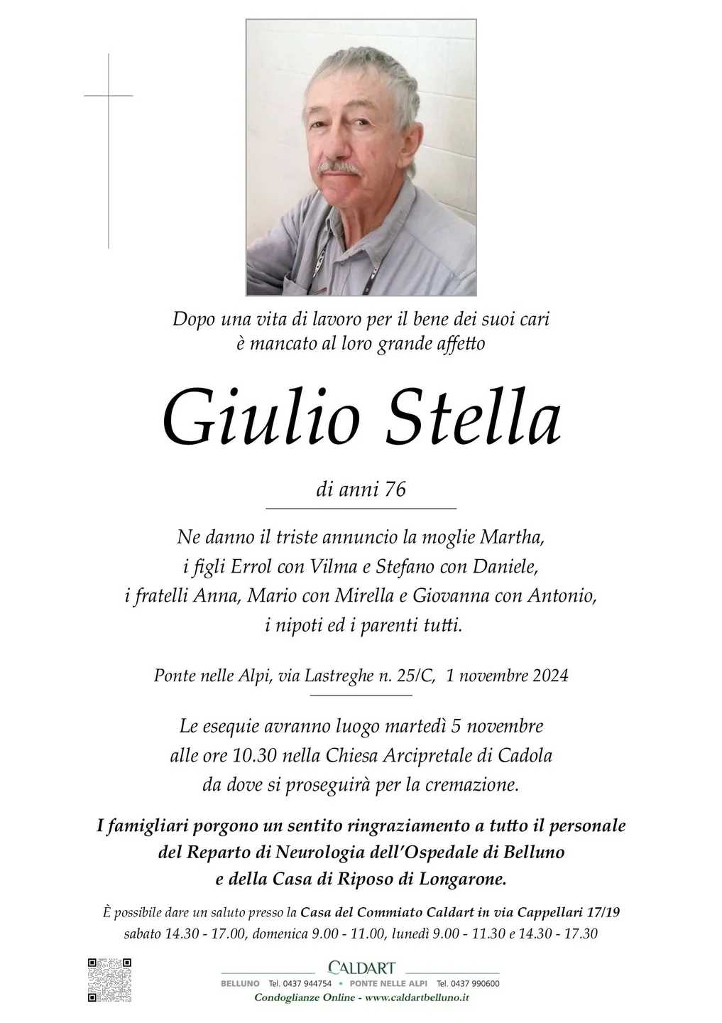 Epigrafe di Giulio Stella