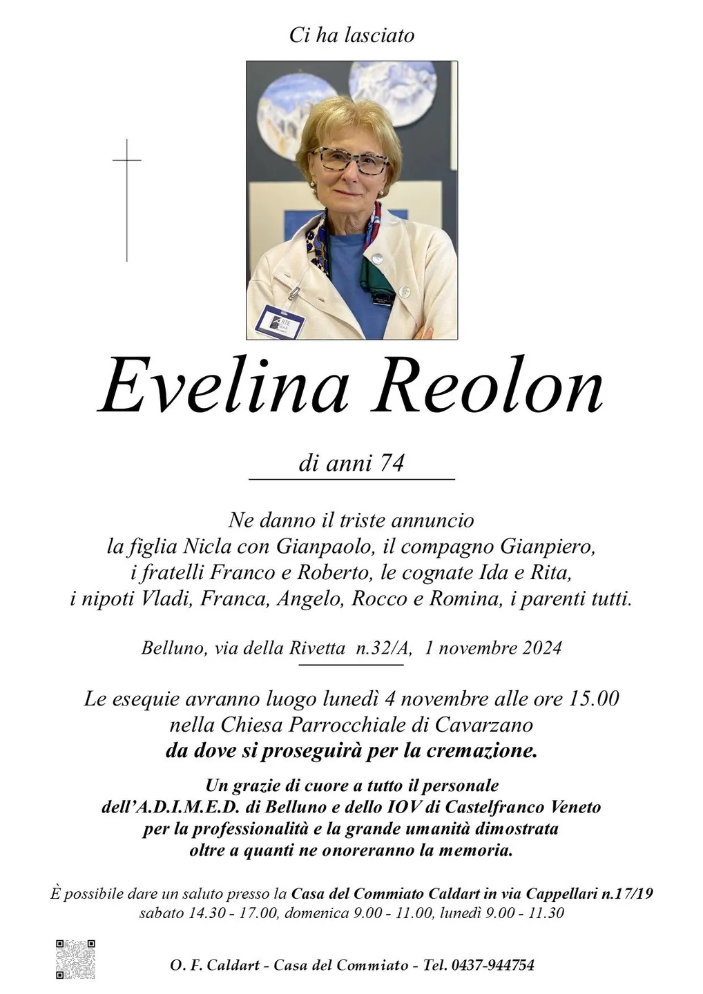 Epigrafe di Evelina Reolon