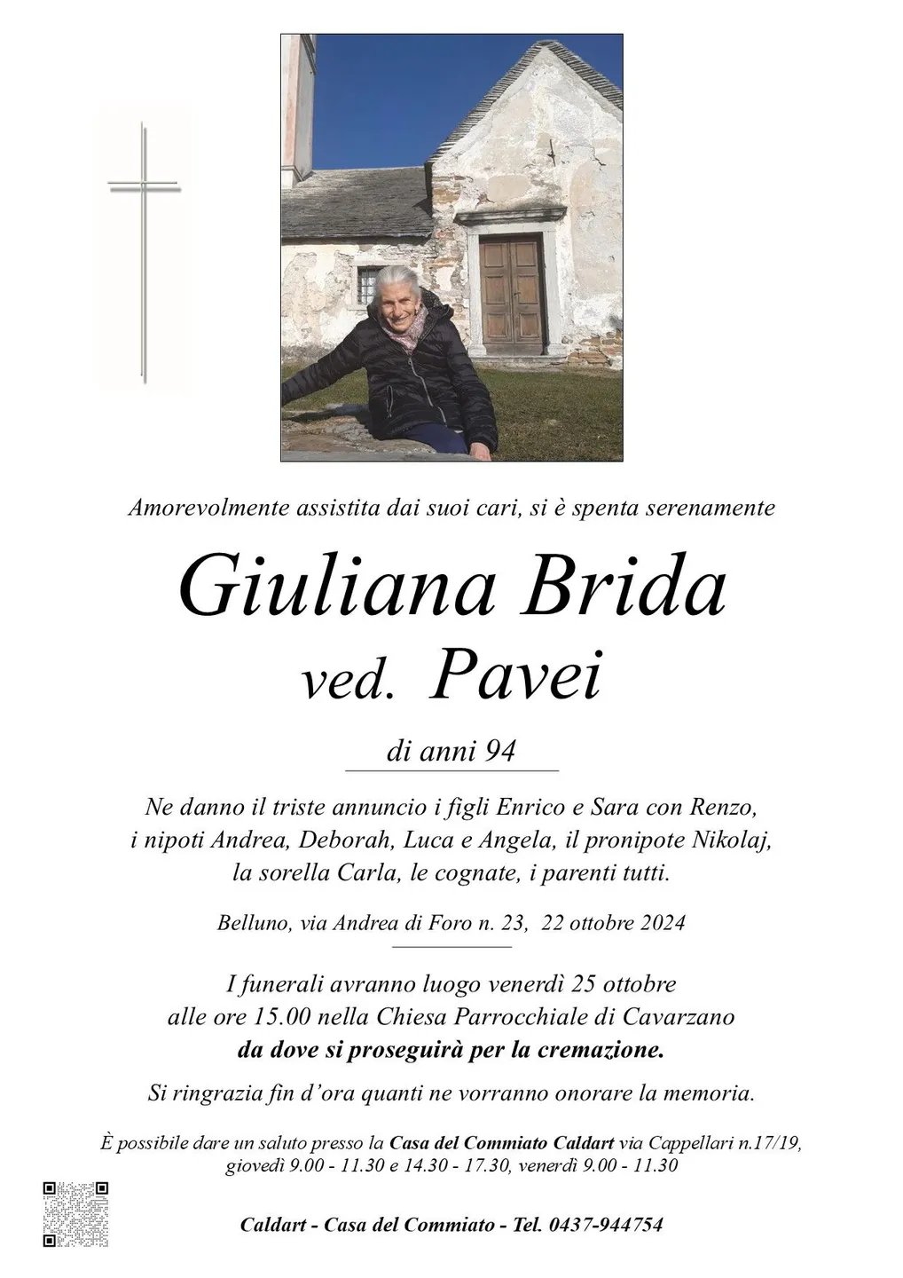 Epigrafe di Giuliana Brida Ved. Pavei