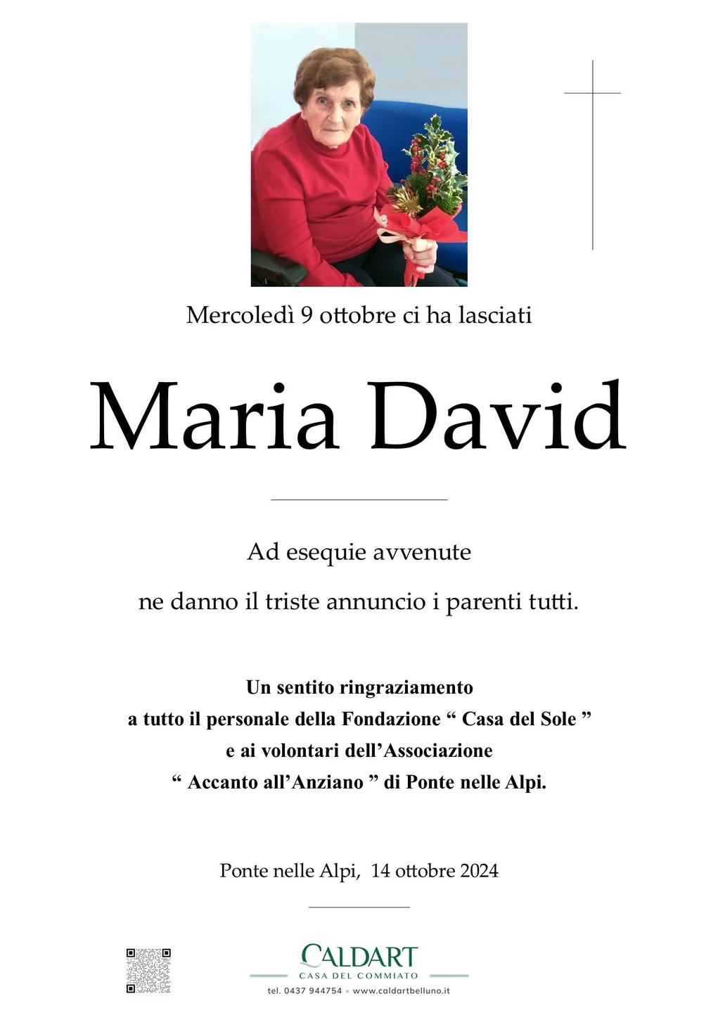 Epigrafe di Maria David