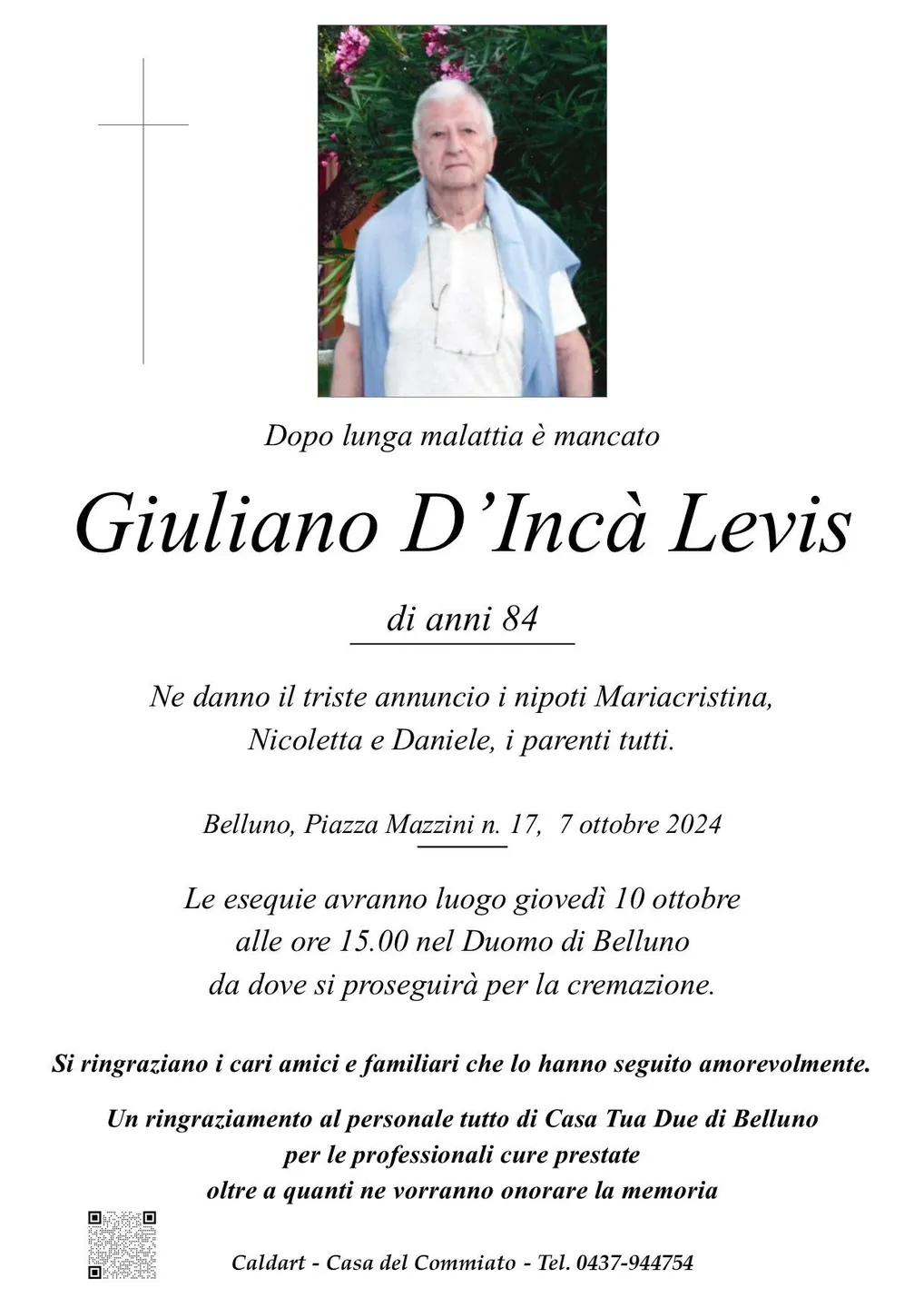 Epigrafe di Giuliano D'Incà Levis