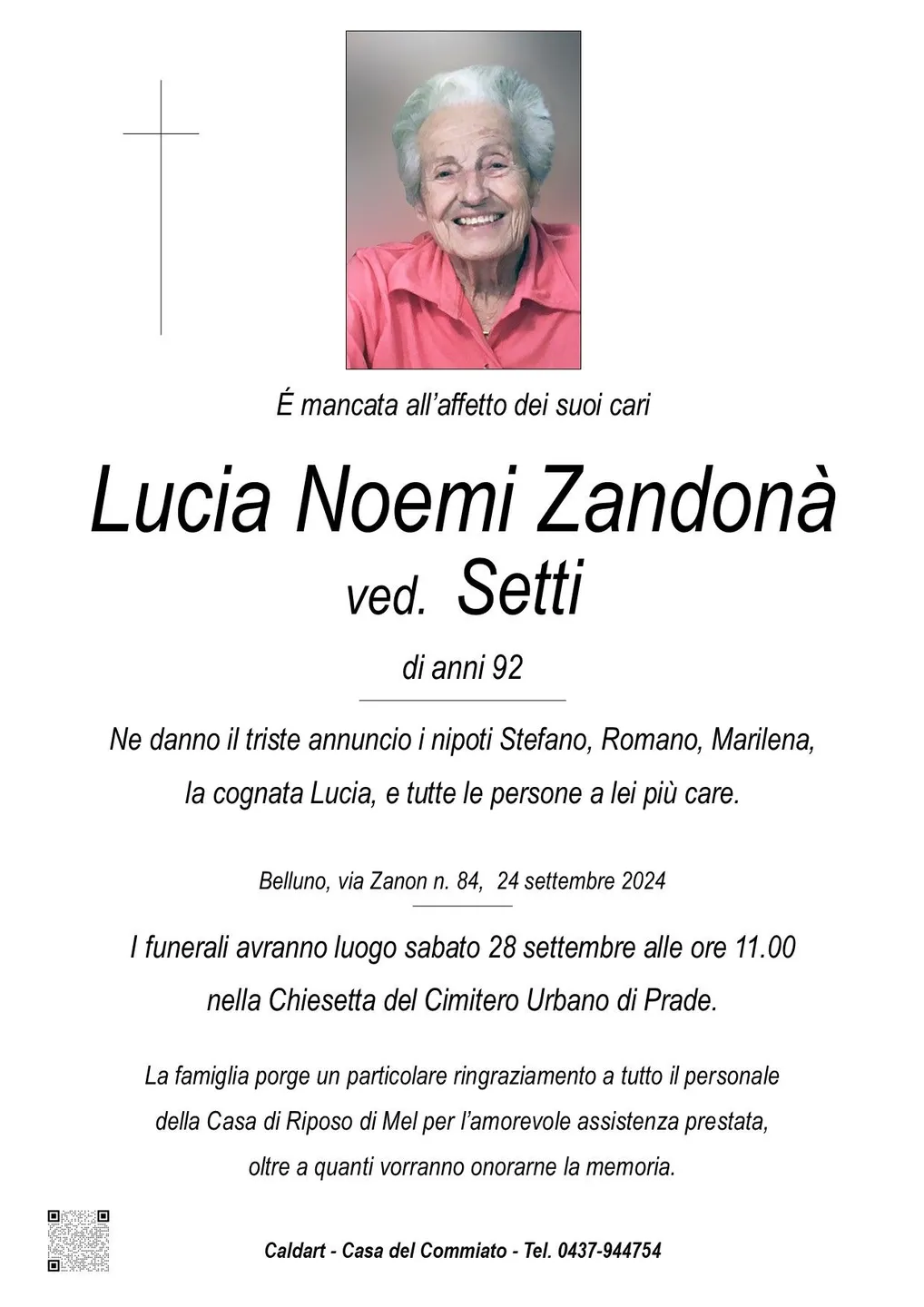 Epigrafe di Lucia Noemi Zandonà Ved. Setti