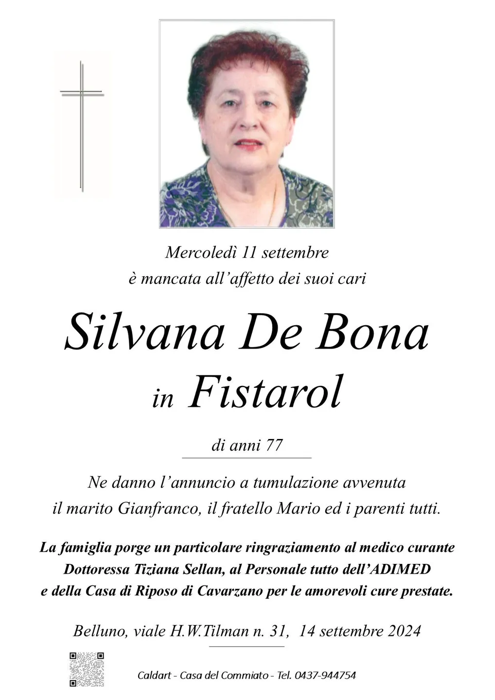 Epigrafe di Silvana De Bona In Fistarol