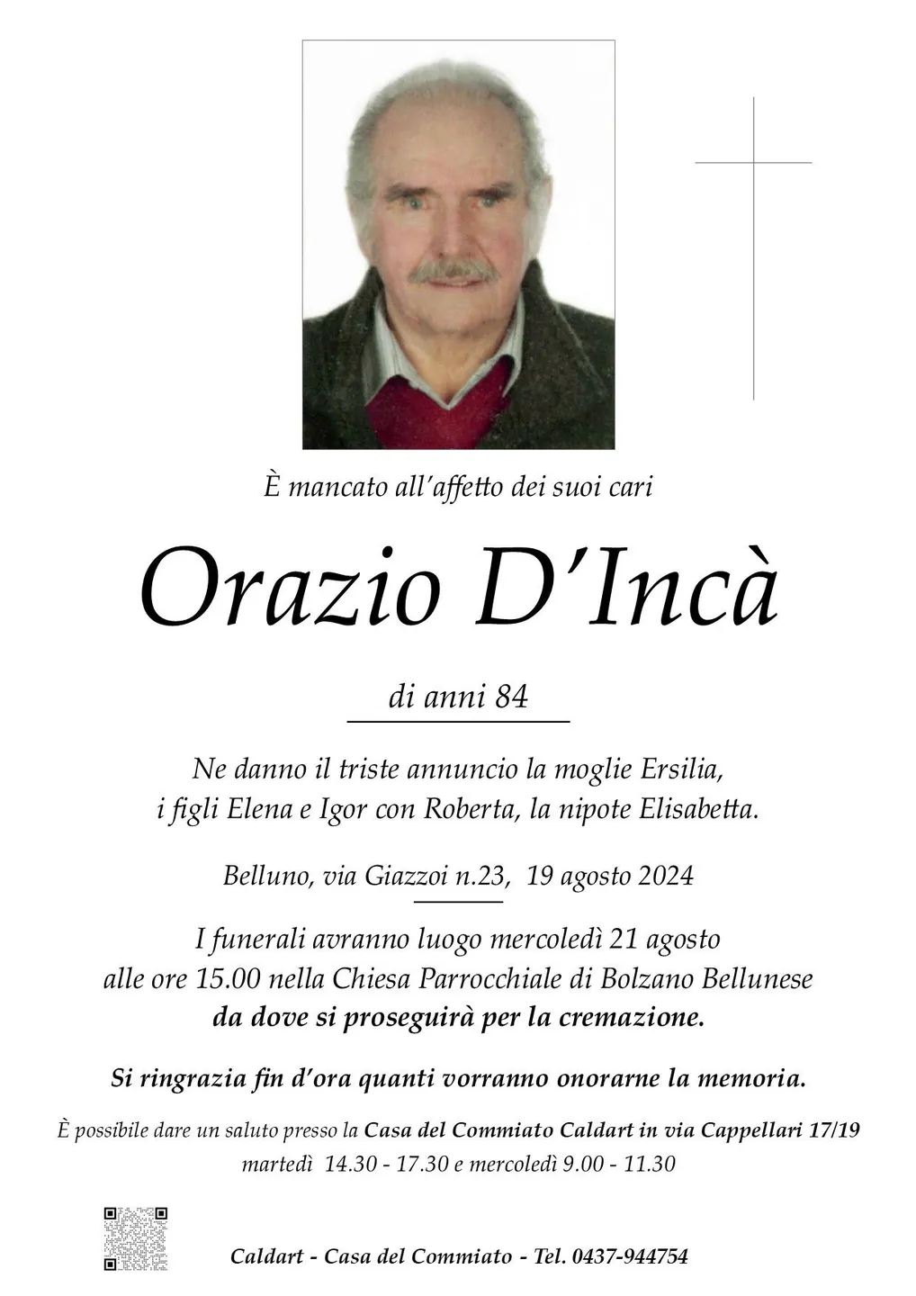Epigrafe di Orazio D'Incà