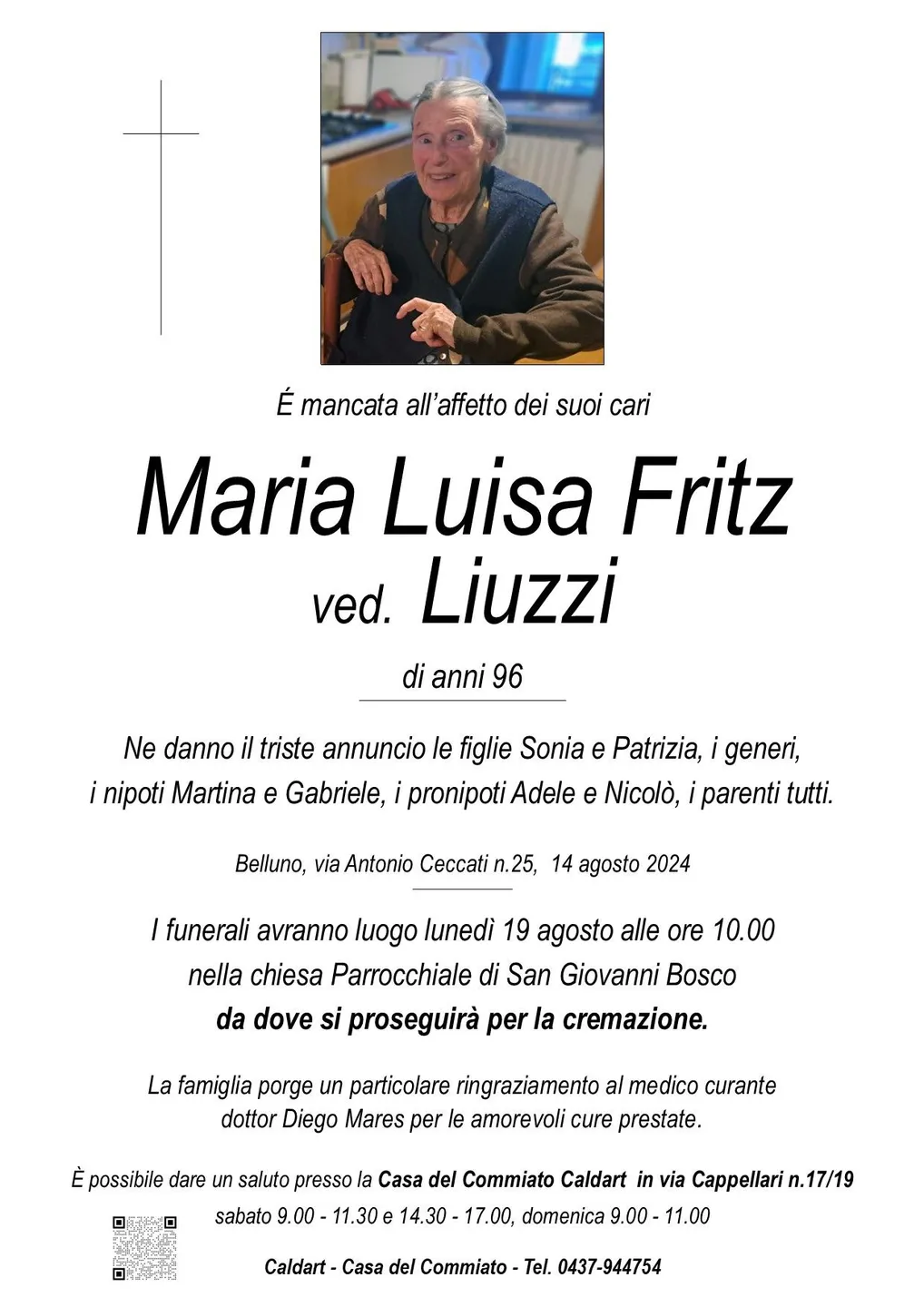 Epigrafe di Maria Luisa Fritz Ved. Liuzzi