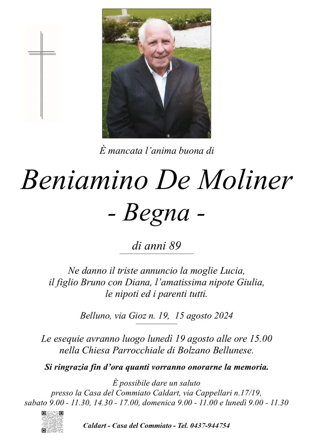 Epigrafe di Beniamino De Moliner