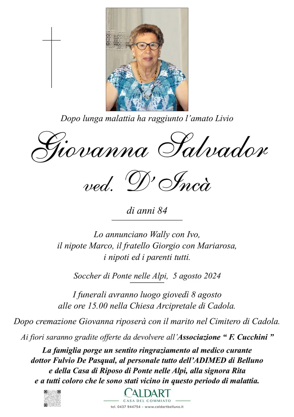 Epigrafe di Giovanna Salvador D'Incà