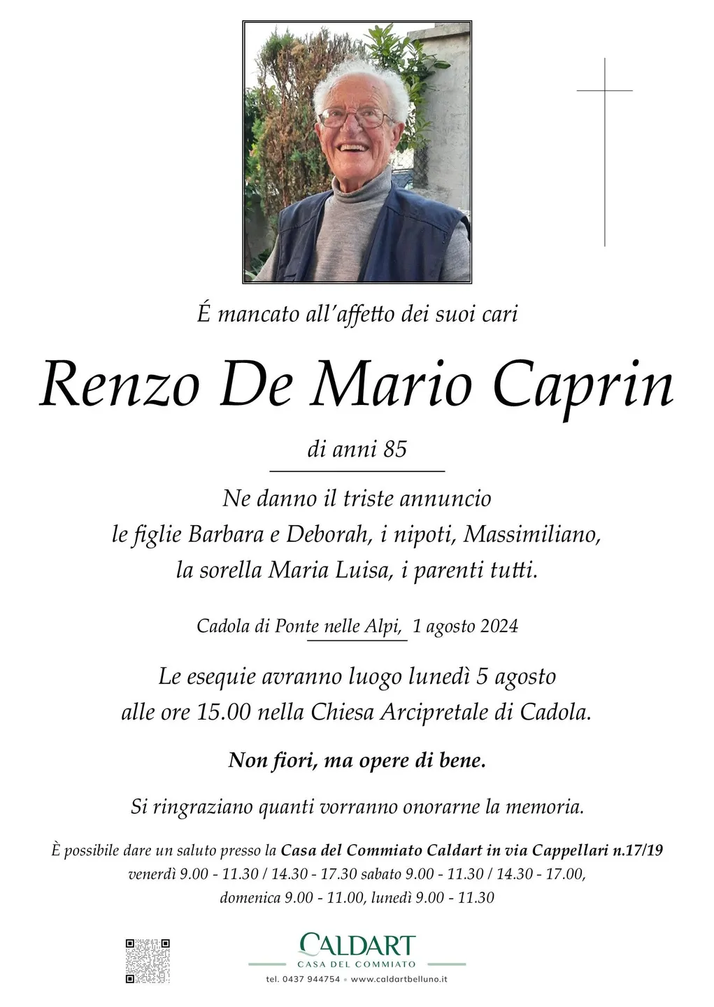 Epigrafe di Renzo De Mario Caprin