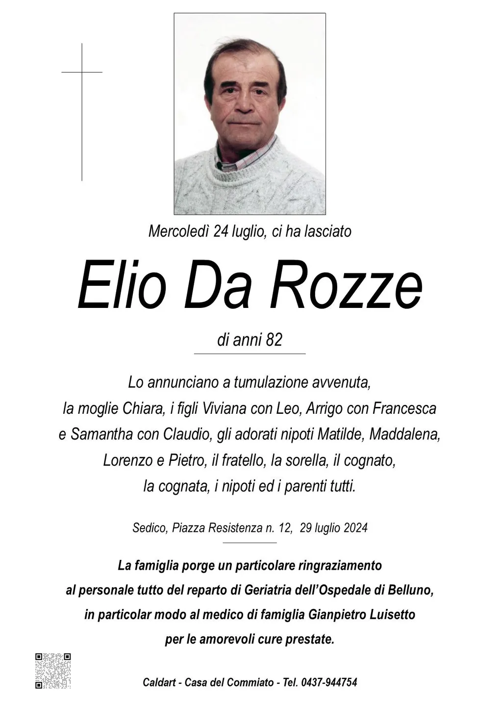 Epigrafe di Elio Da Rozze