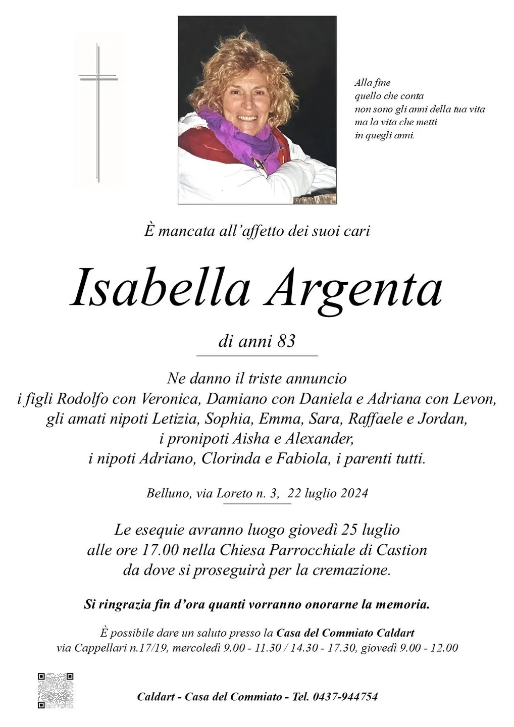 Epigrafe di Isabella Argenta