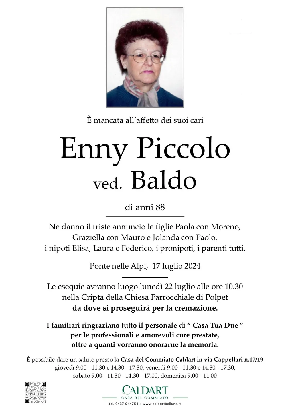 Epigrafe di Enny Piccolo Ved. Baldo