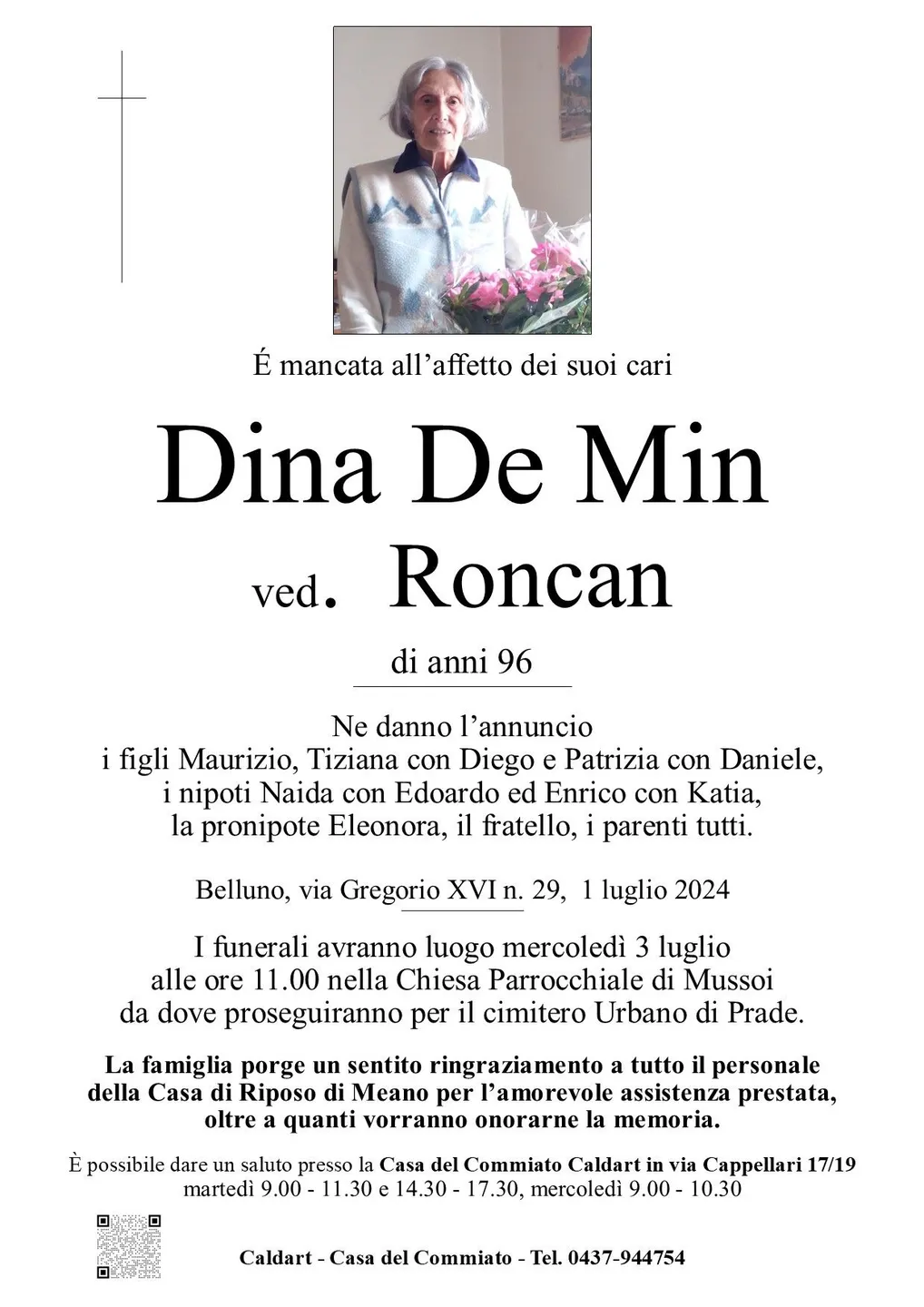 Epigrafe di Dina De Min Roncan