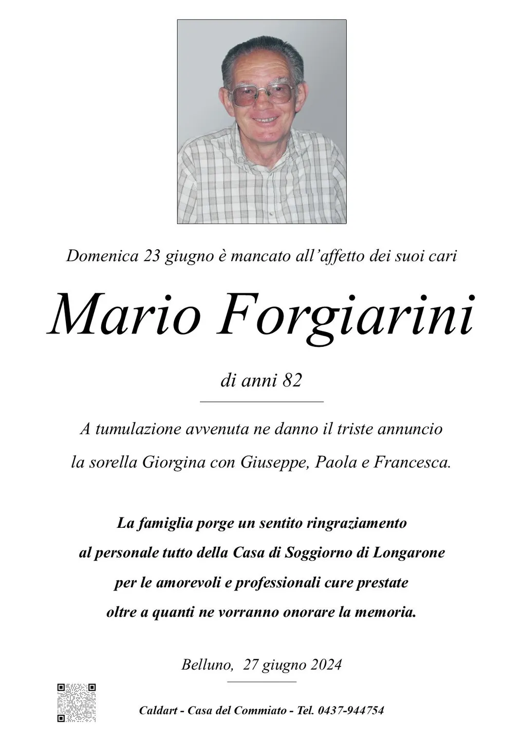 Epigrafe di Mario Forgiarini