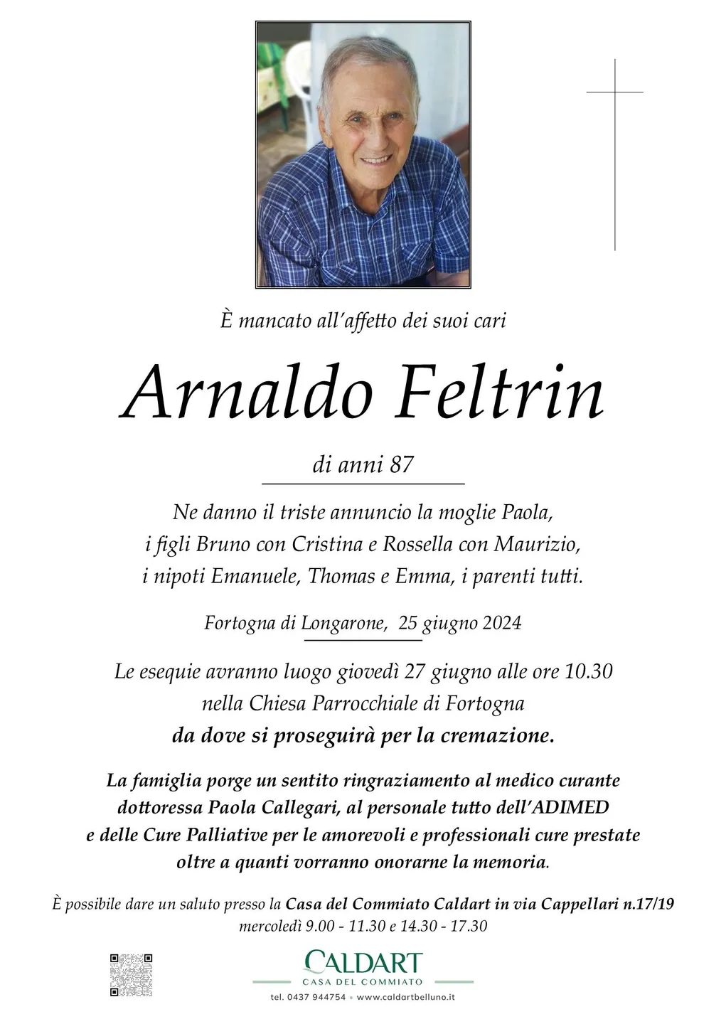 Epigrafe di Arnaldo Feltrin