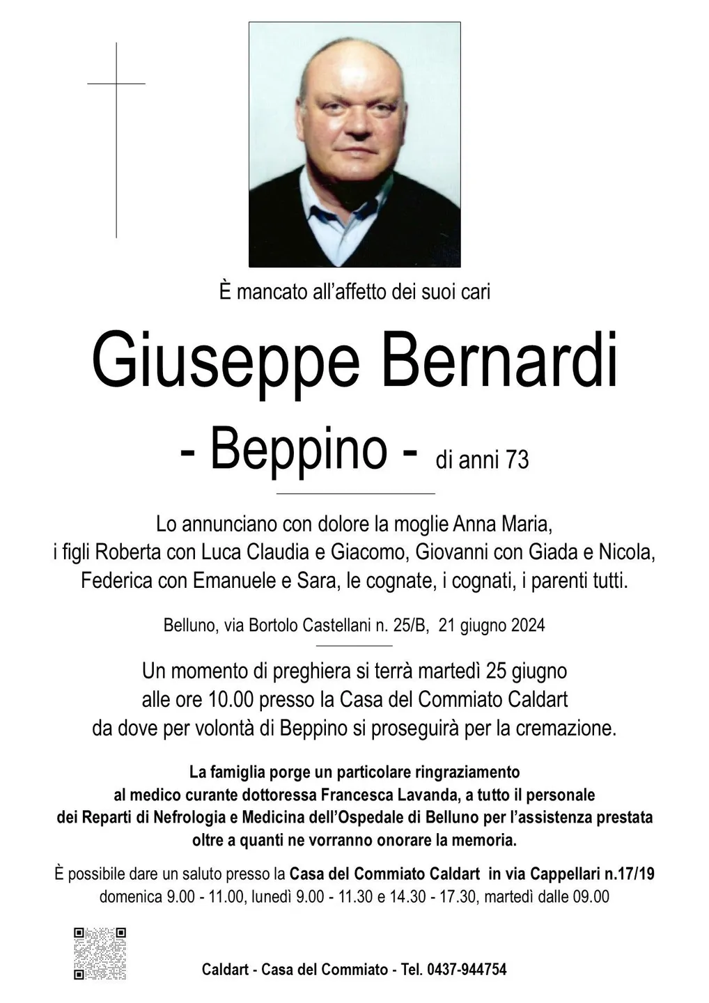 Epigrafe di Giuseppe Bernardi