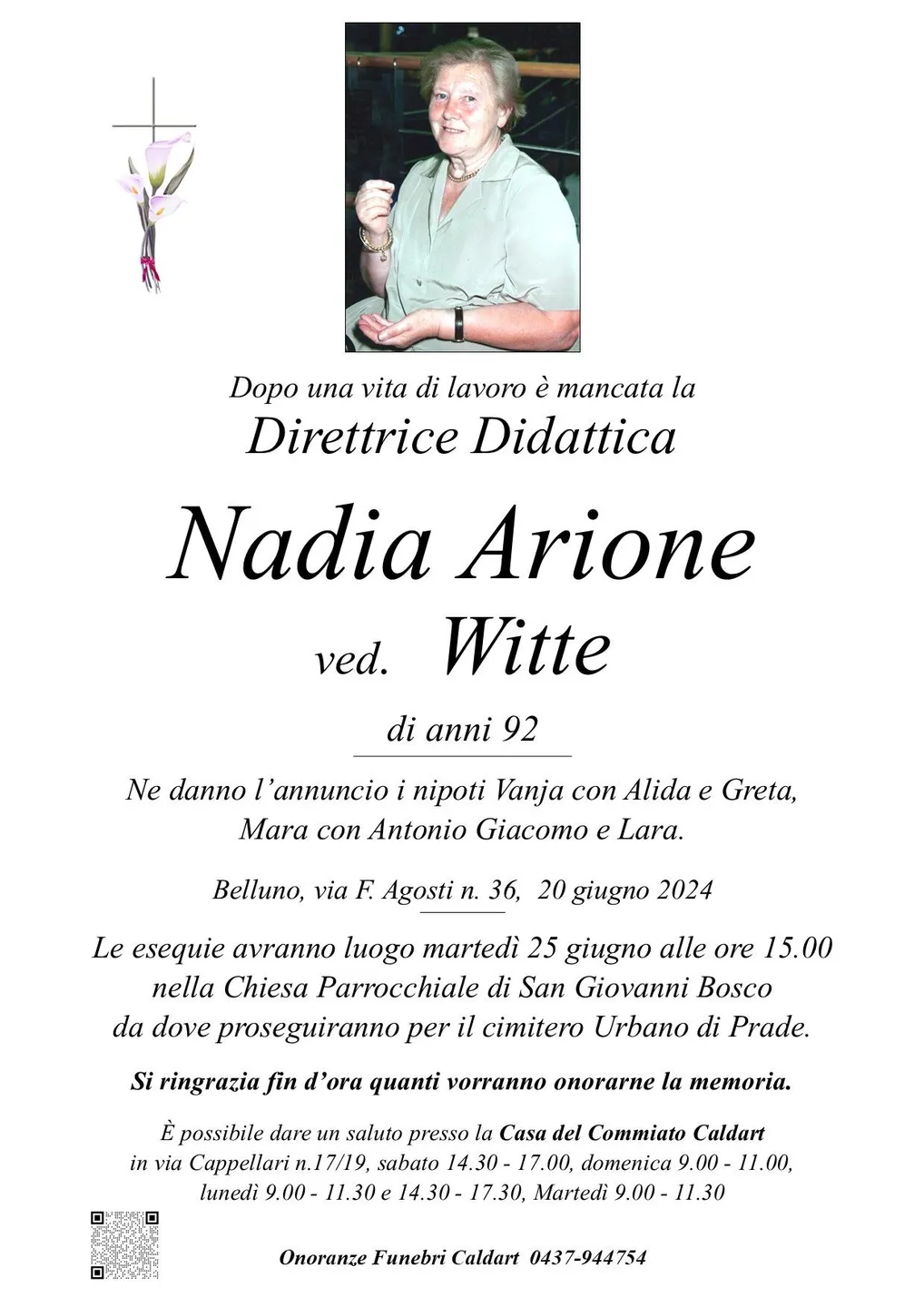Epigrafe di Nadia Arione Witte