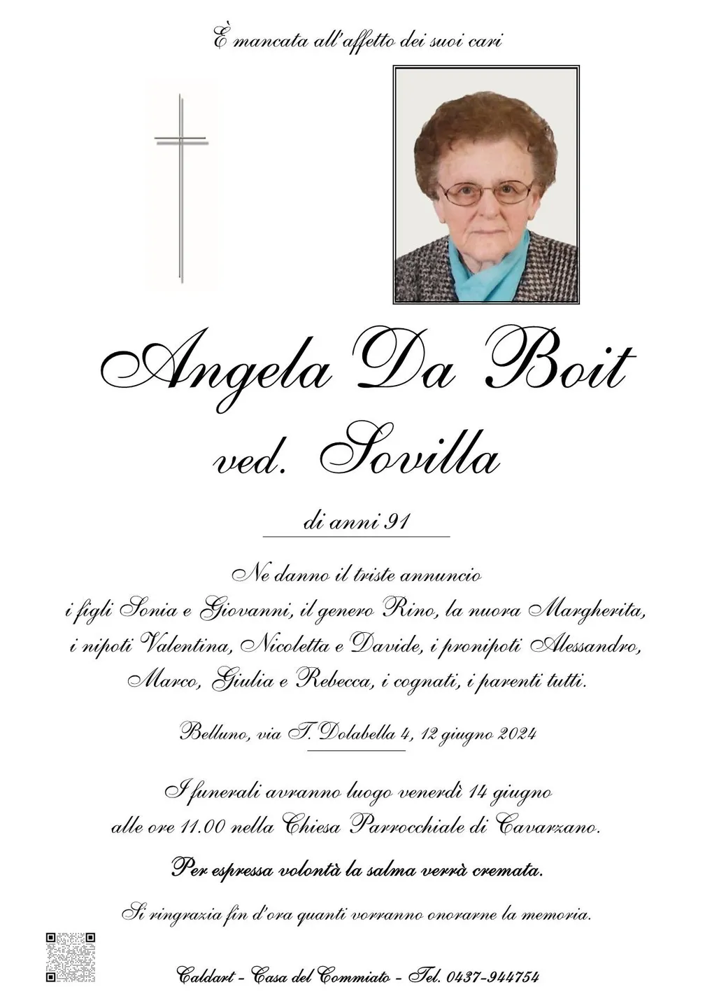 Epigrafe di Angela Da Boit