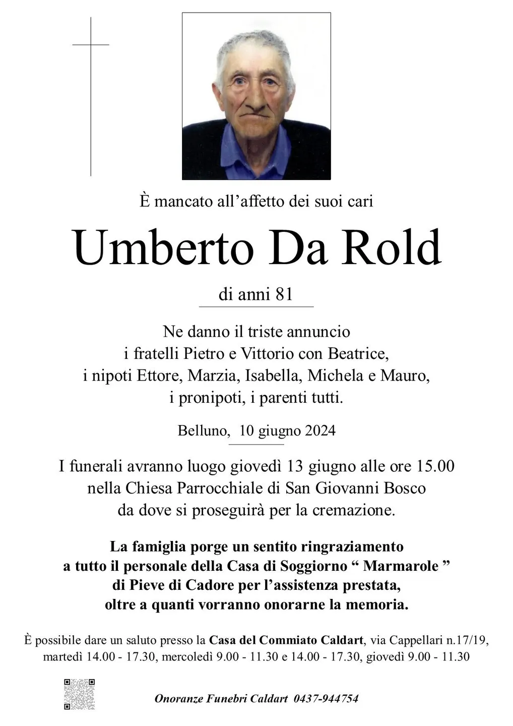 Epigrafe di Umberto Da Rold