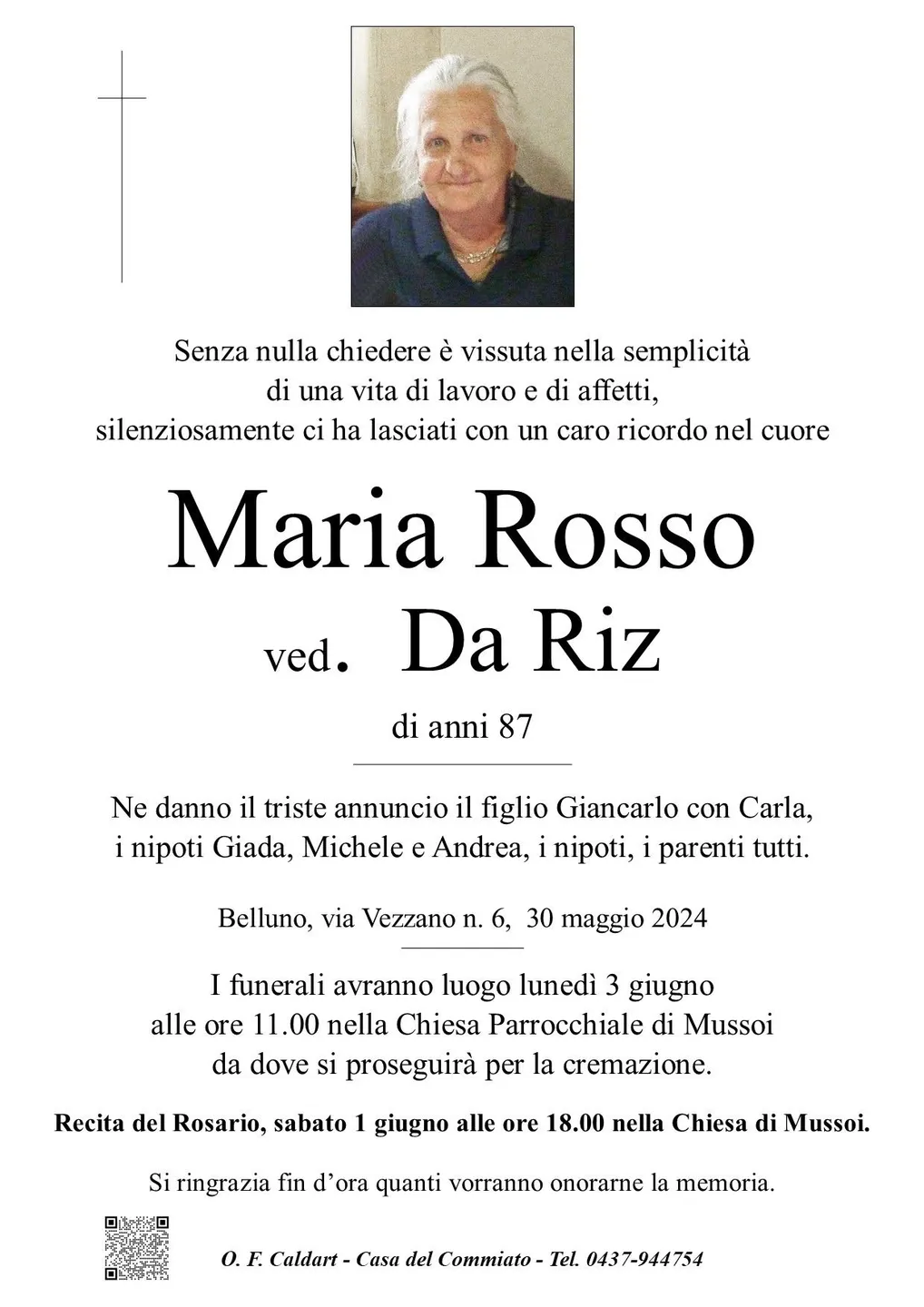 Epigrafe di Maria Rosso