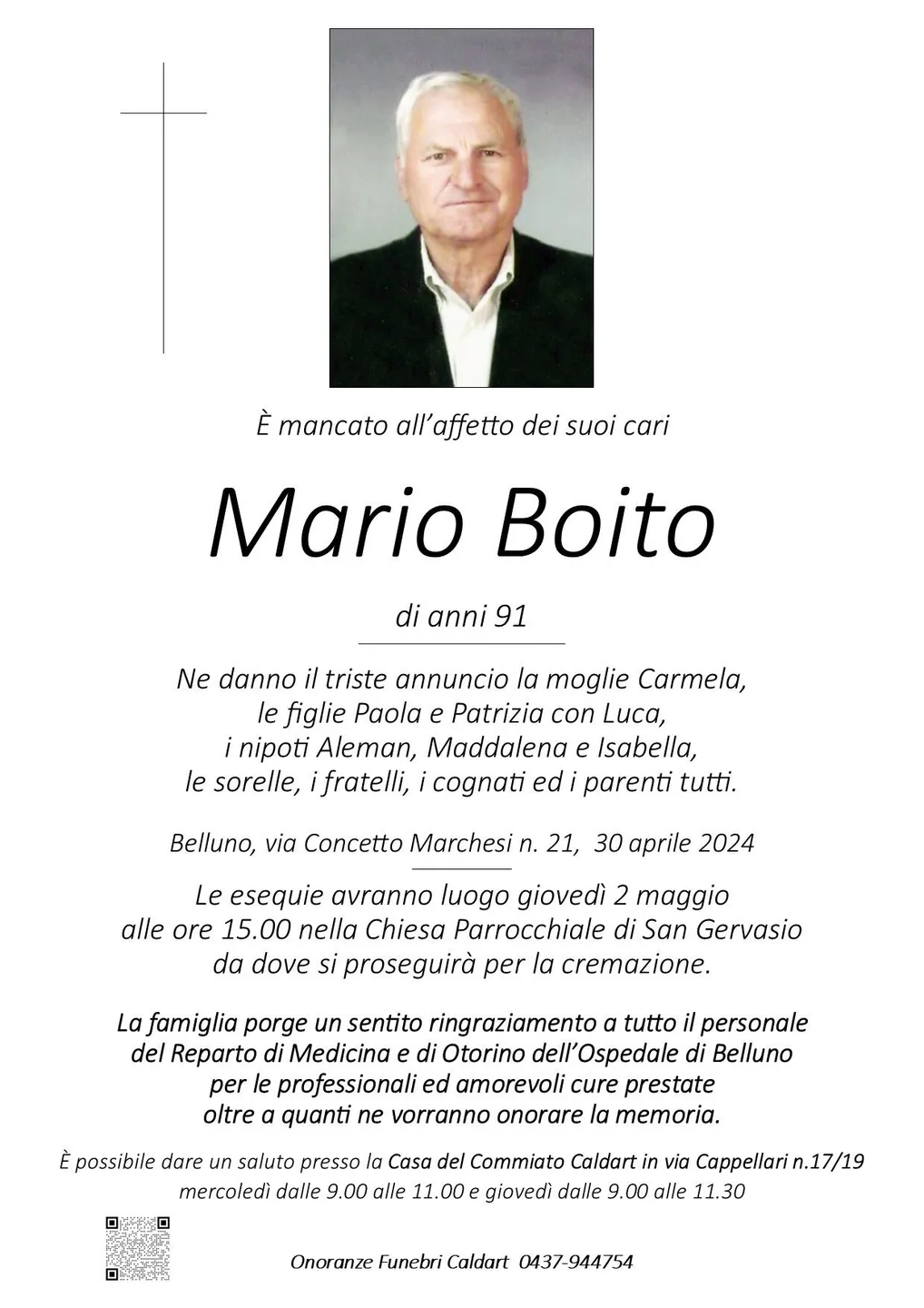 Epigrafe di Mario Boito