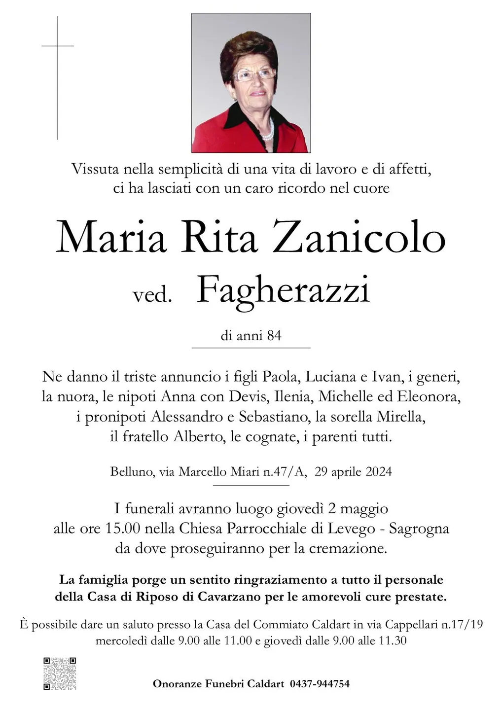 Epigrafe di Maria Rita Zanicolo Fagherazzi