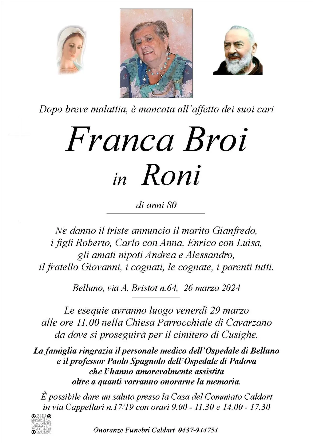 Epigrafe di Franca Broi In Roni