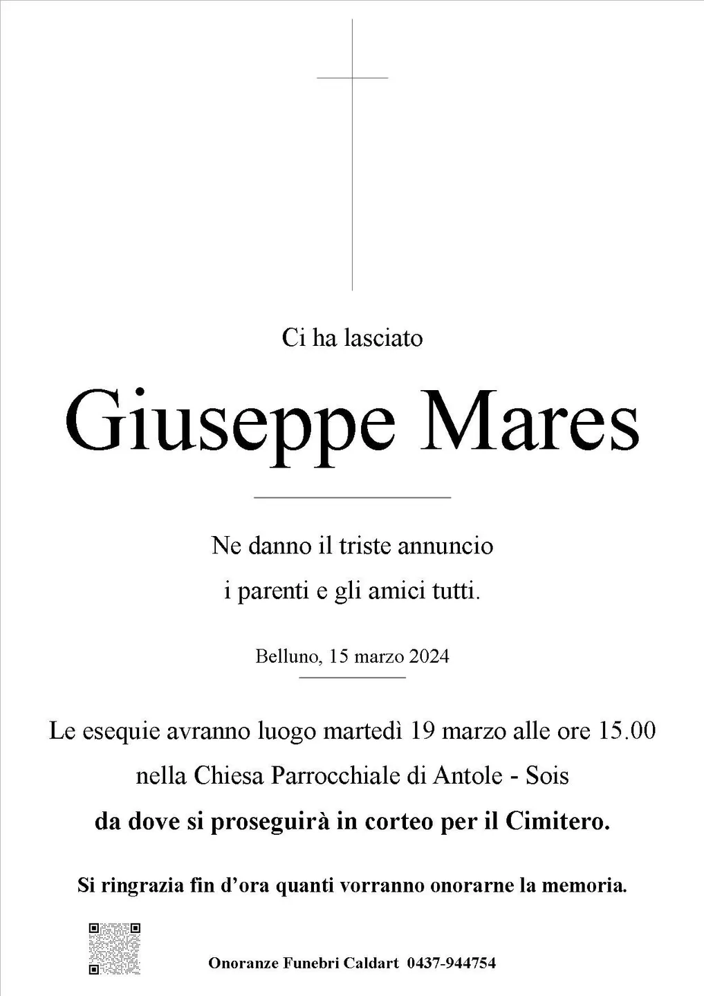 Epigrafe di Giuseppe Mares