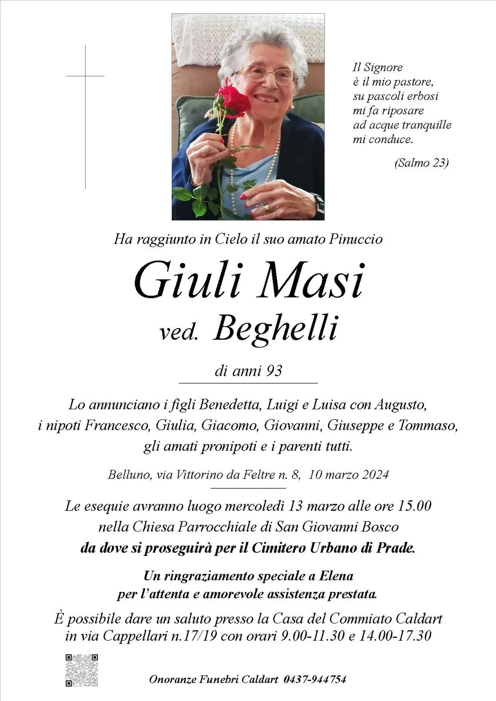 Epigrafe di Giuli Masi Ved. Beghelli