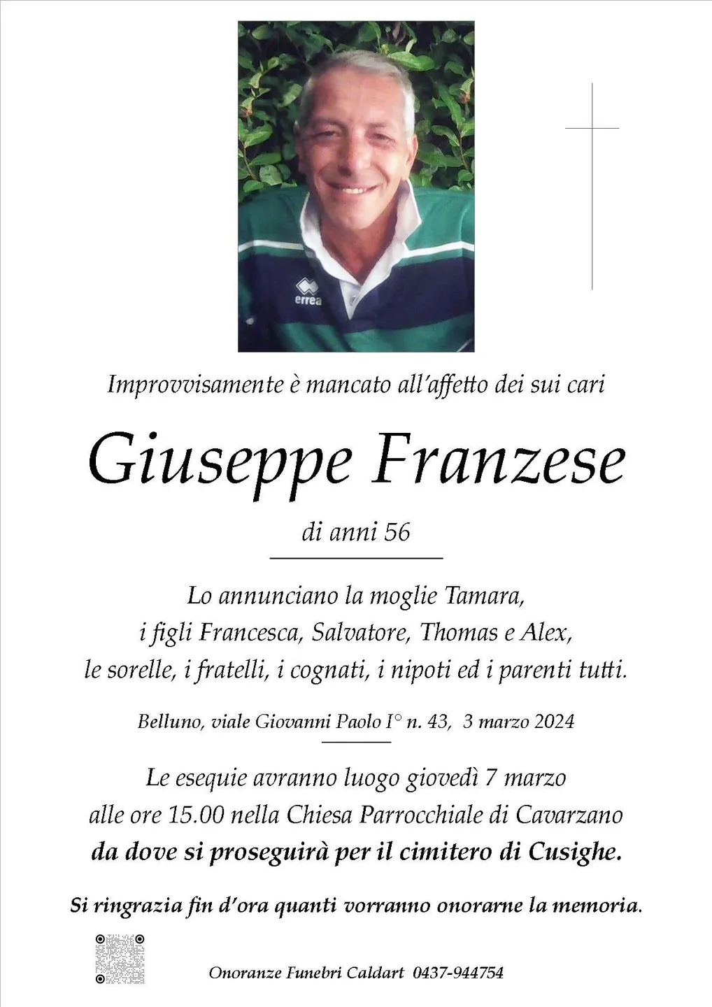 Epigrafe di Giuseppe Franzese