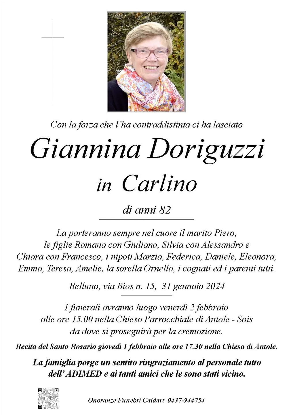 Epigrafe di Giannina Doriguzzi Carlino