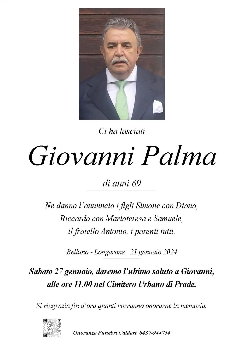 Epigrafe di Giovanni Palma