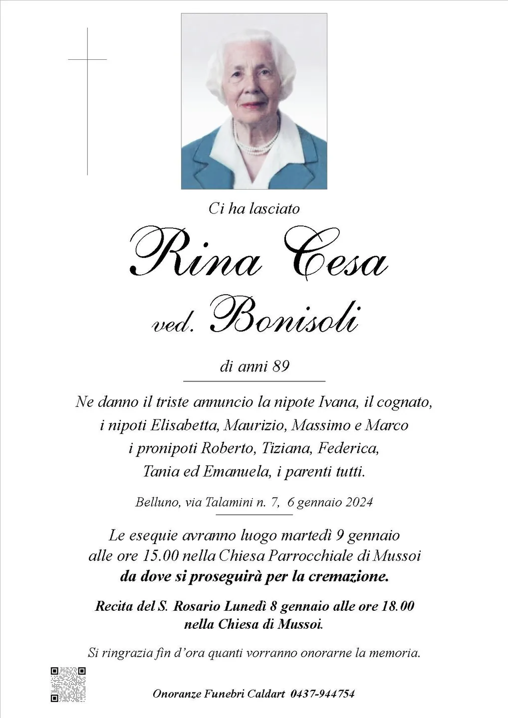 Epigrafe di Rina Cesa Ved. Bonisoli