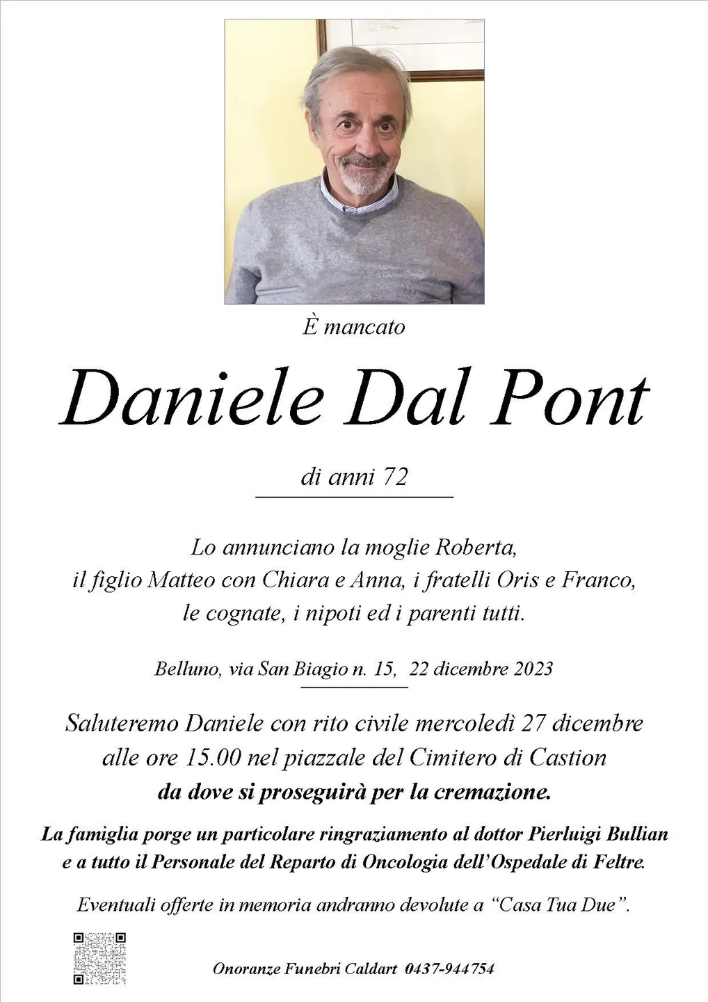 Epigrafe di Daniele Dal Pont