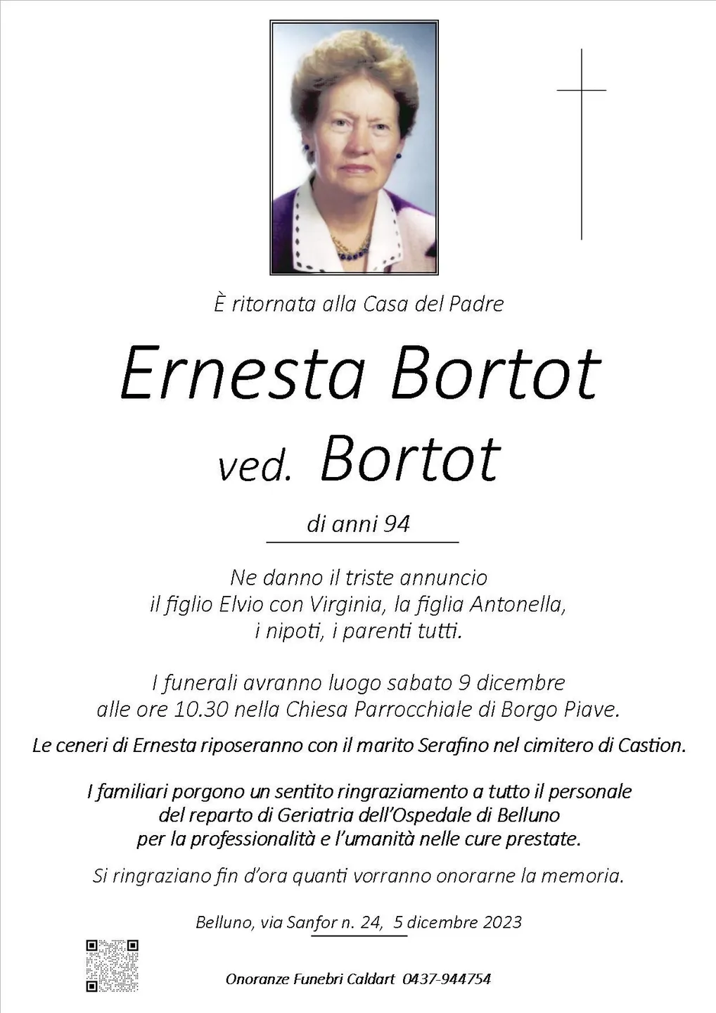 Epigrafe di Ernesta Bortot