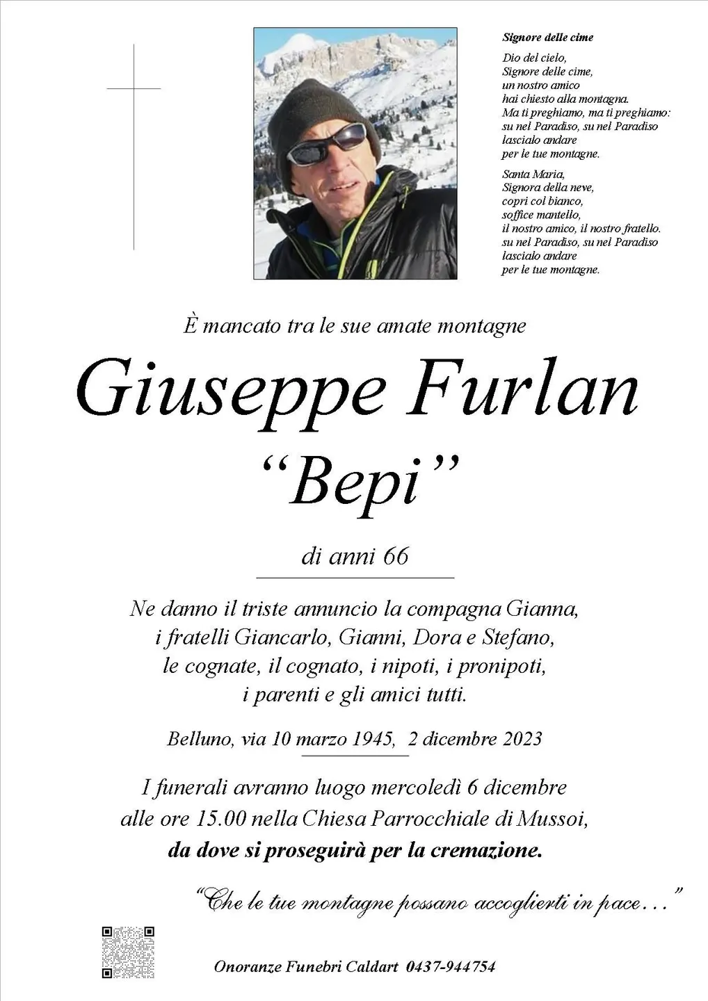 Epigrafe di Giuseppe Furlan