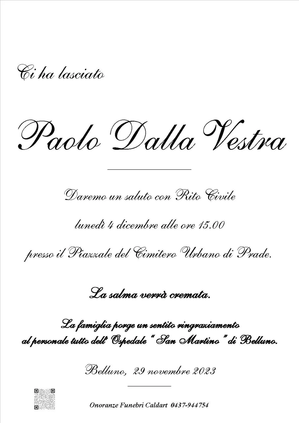 Epigrafe di Paolo Dalla Vestra