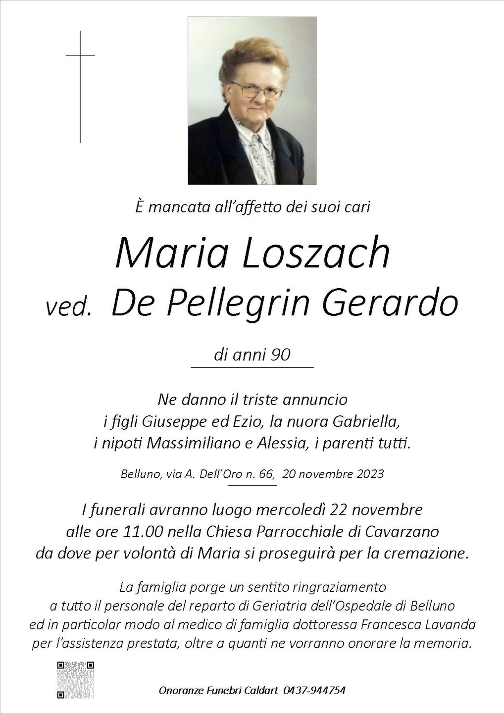 Epigrafe di Maria Loszach De Pellegrin Gerardo