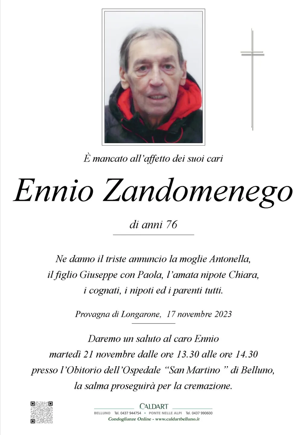 Epigrafe di Ennio Zandomenego