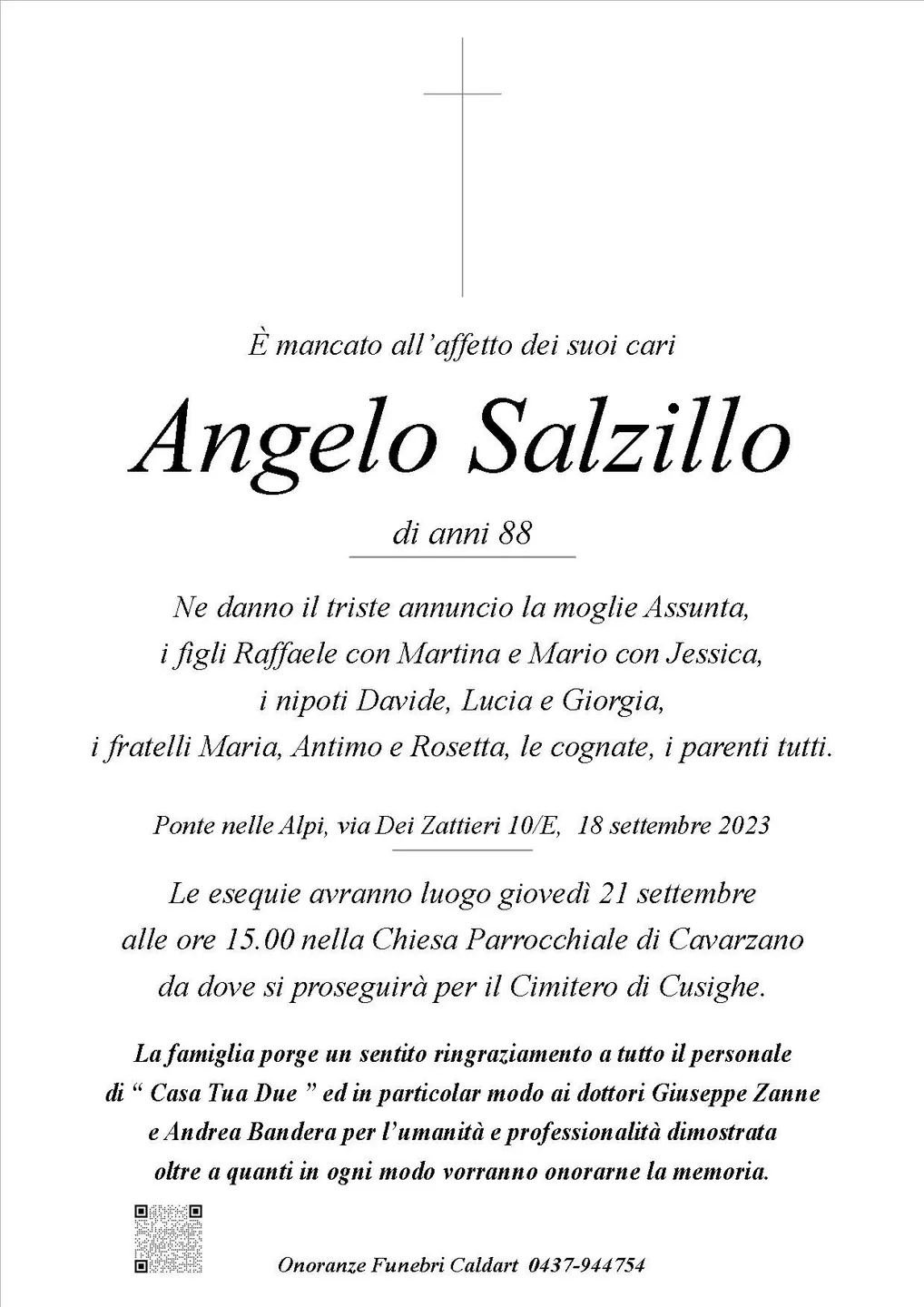 Epigrafe di Angelo Salzillo