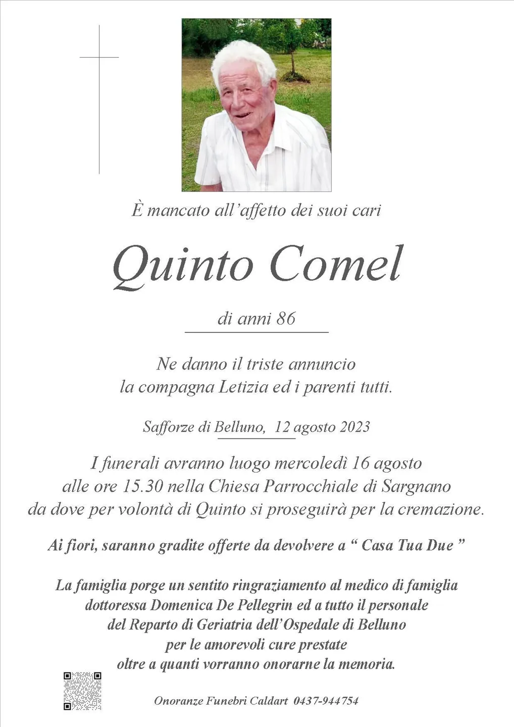 Epigrafe di Quinto Comel