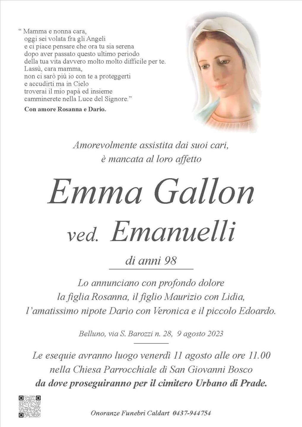 Epigrafe di Emma Gallon
